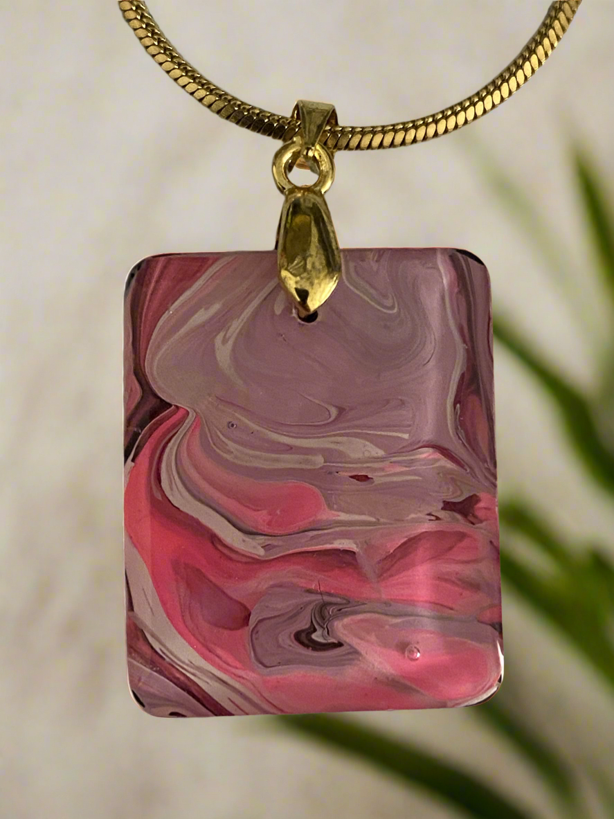 Fluid art pendant - Pink