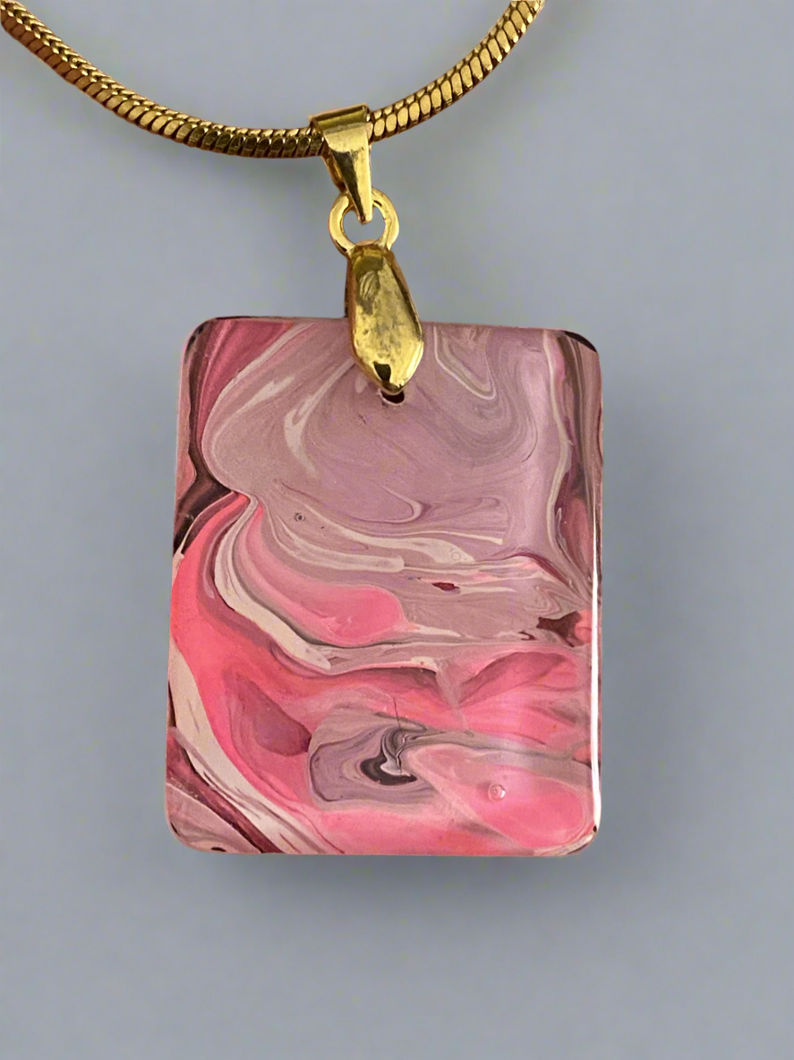 Fluid art pendant - Pink