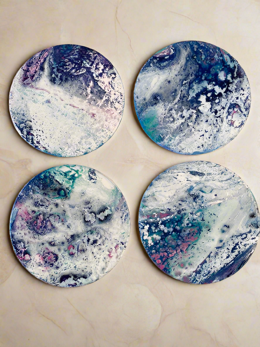 Fluid Art coasters - Sky