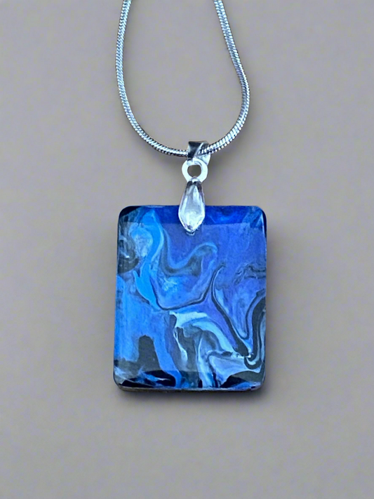 Fluid art pendant - Blue