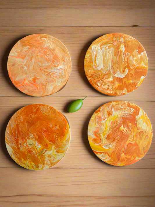 Fluid Art coasters - Sun