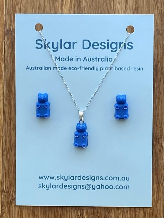 Gummy Cat Jewelry Set Blue

